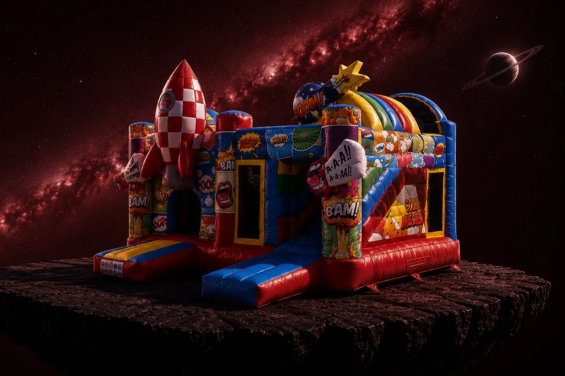 Rocket Station – Hüpfburg im Raketen-Design